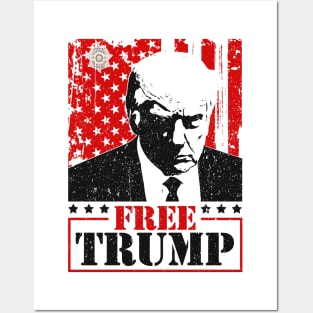 Free Trump Mugshot America vintage Flag Posters and Art